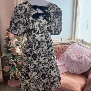 Chic Soul Black and Cream Floral Dress